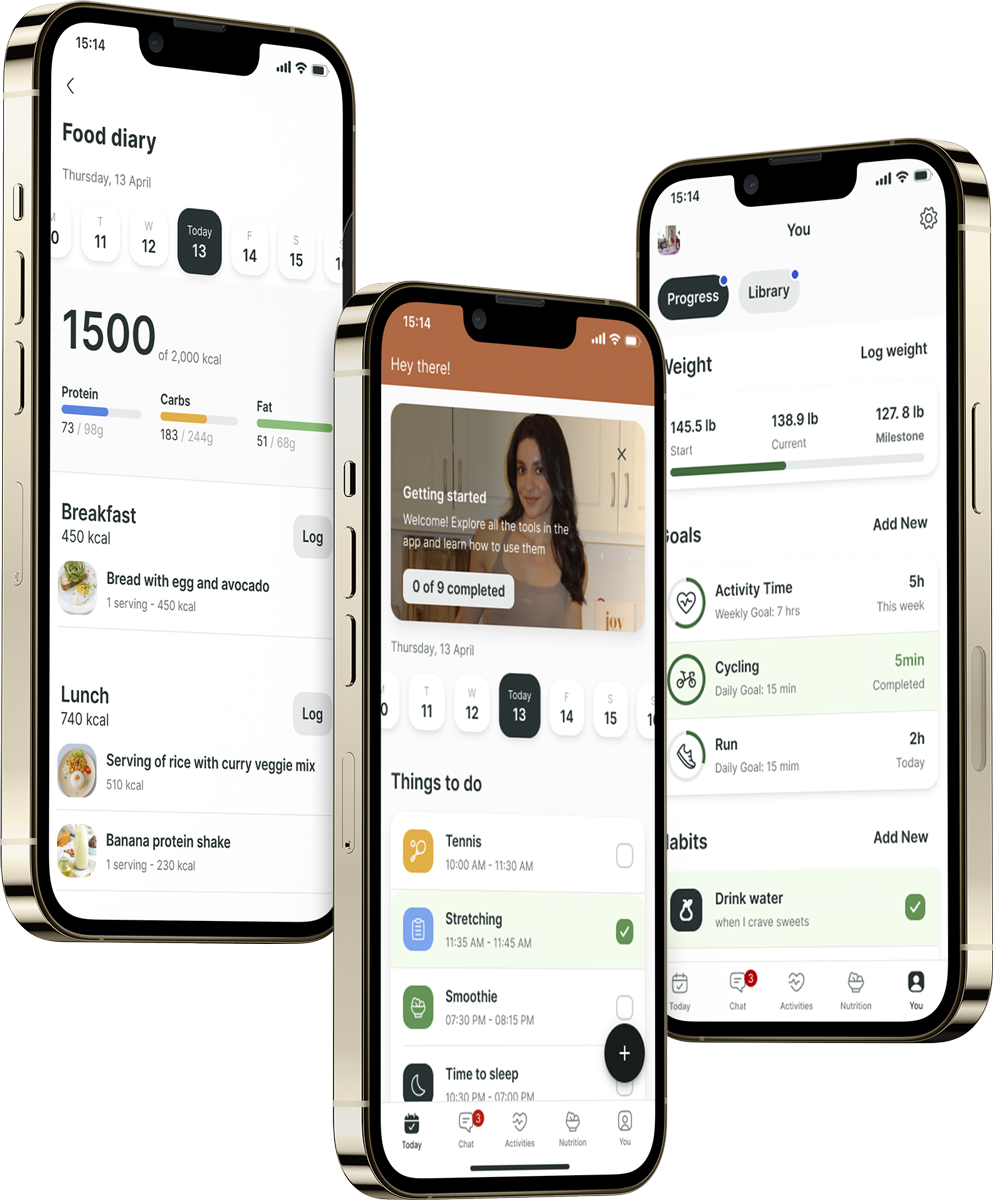 A mockup of the coaching app showcasing the features.